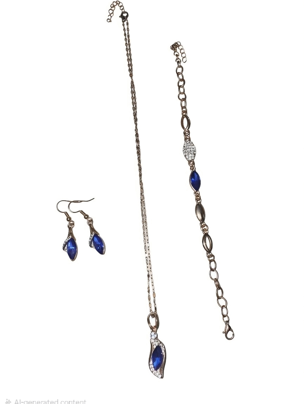 Elegant Blue Crystal Teardrop Necklace - Gold Tone